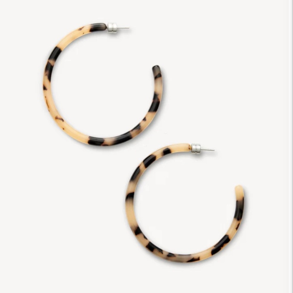 Machete Large Hoop Earrings in Blonde Tortoise, NWT